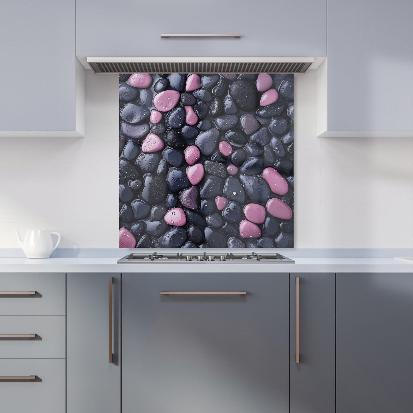 Blush and Charcoal Pebble Mix Kitchen Splashback