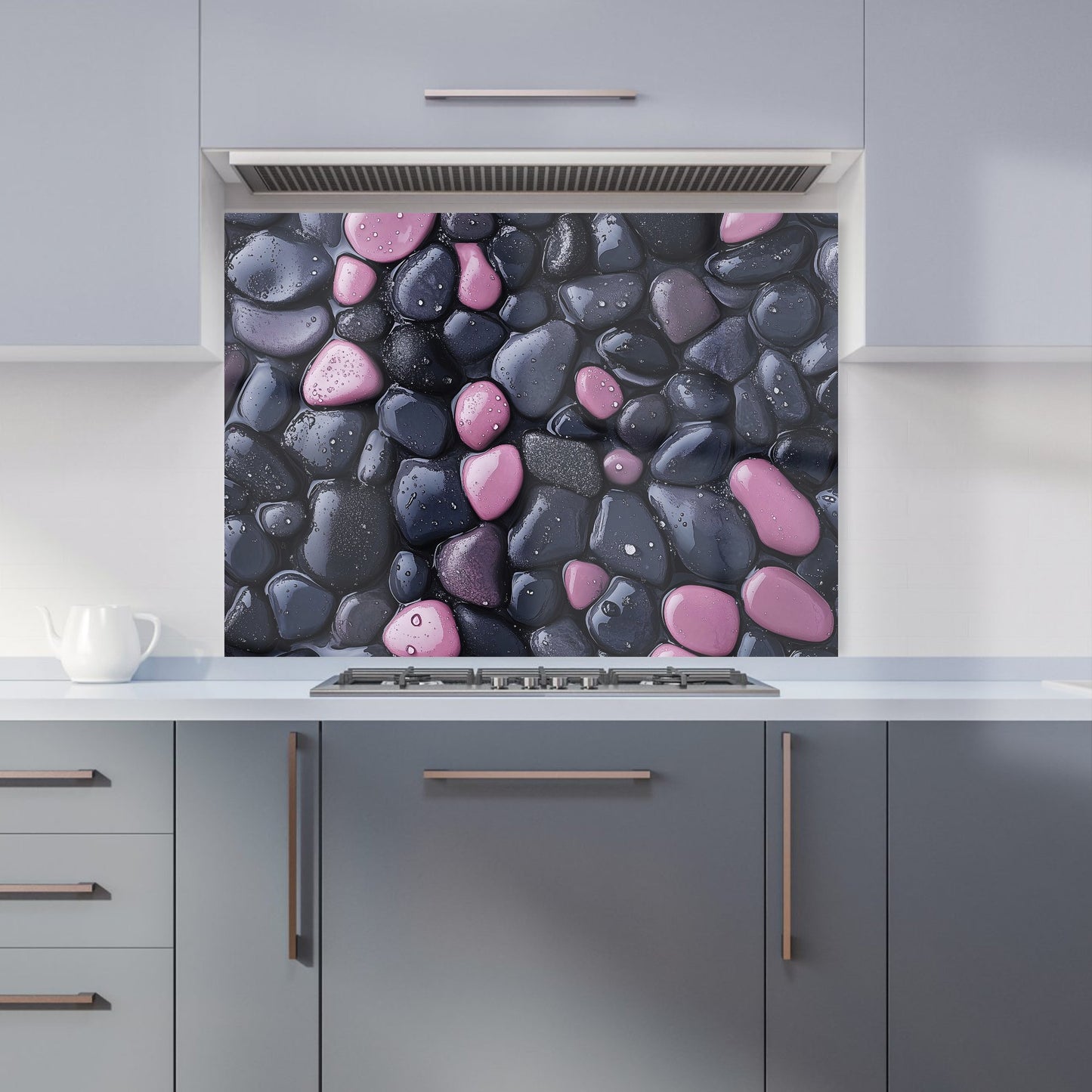 Blush and Charcoal Pebble Mix Kitchen Splashback