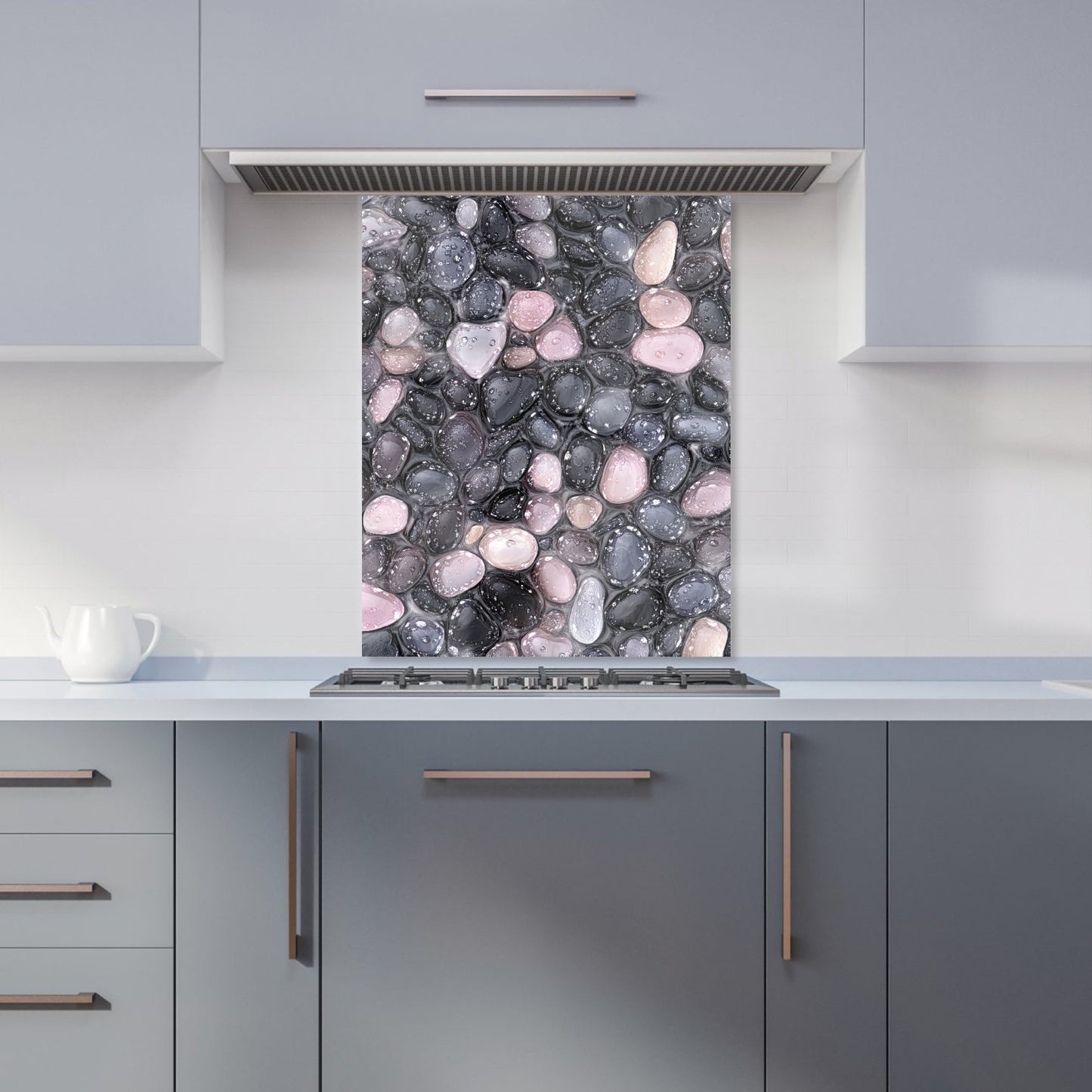 Glossy Pebbles in Soft Hues Kitchen Splashback