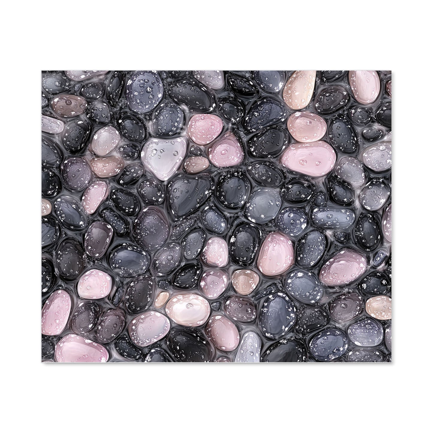 Glossy Pebbles in Soft Hues Kitchen Splashback