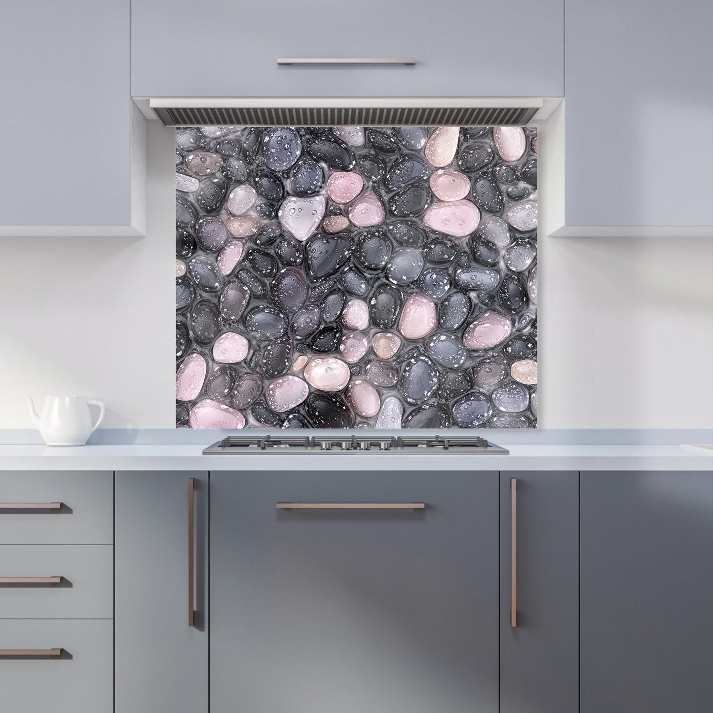 Glossy Pebbles in Soft Hues Kitchen Splashback