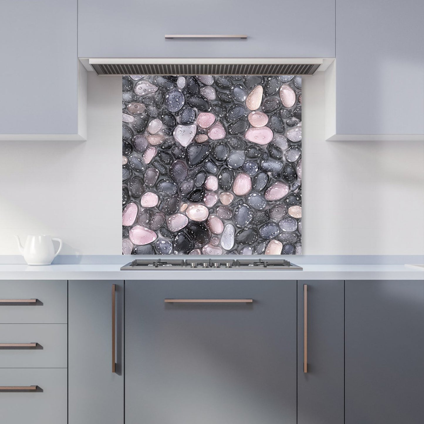 Glossy Pebbles in Soft Hues Kitchen Splashback