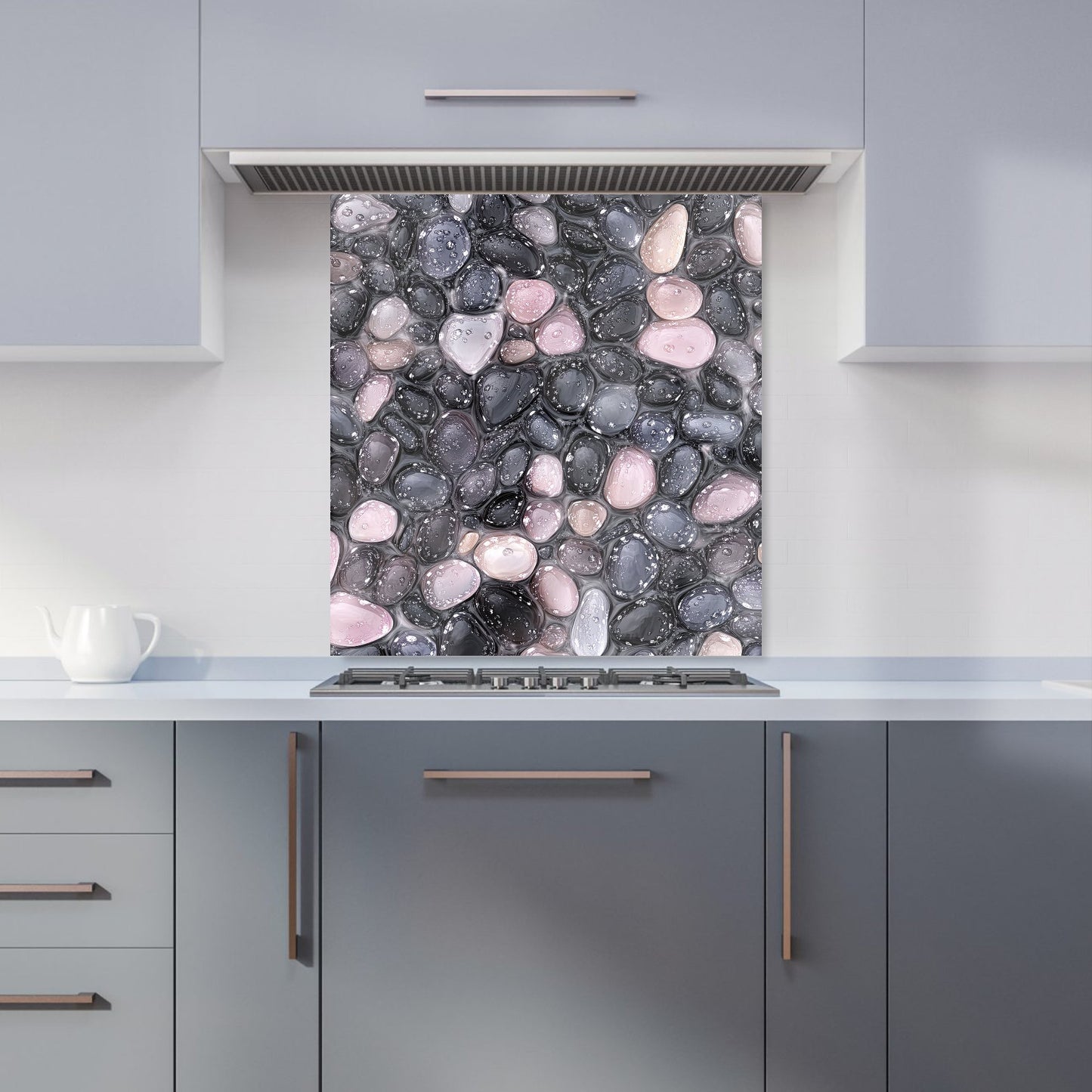 Glossy Pebbles in Soft Hues Kitchen Splashback