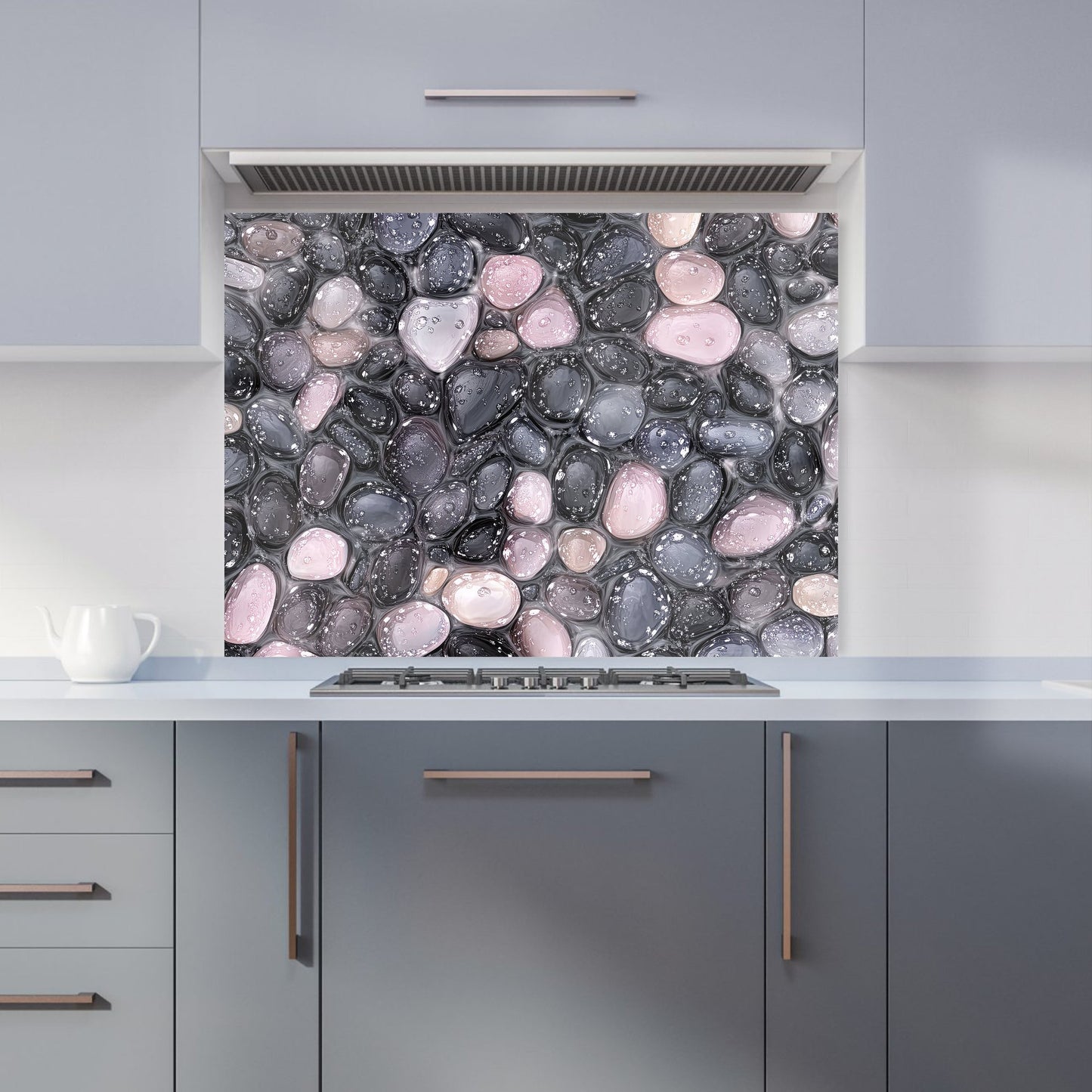 Glossy Pebbles in Soft Hues Kitchen Splashback