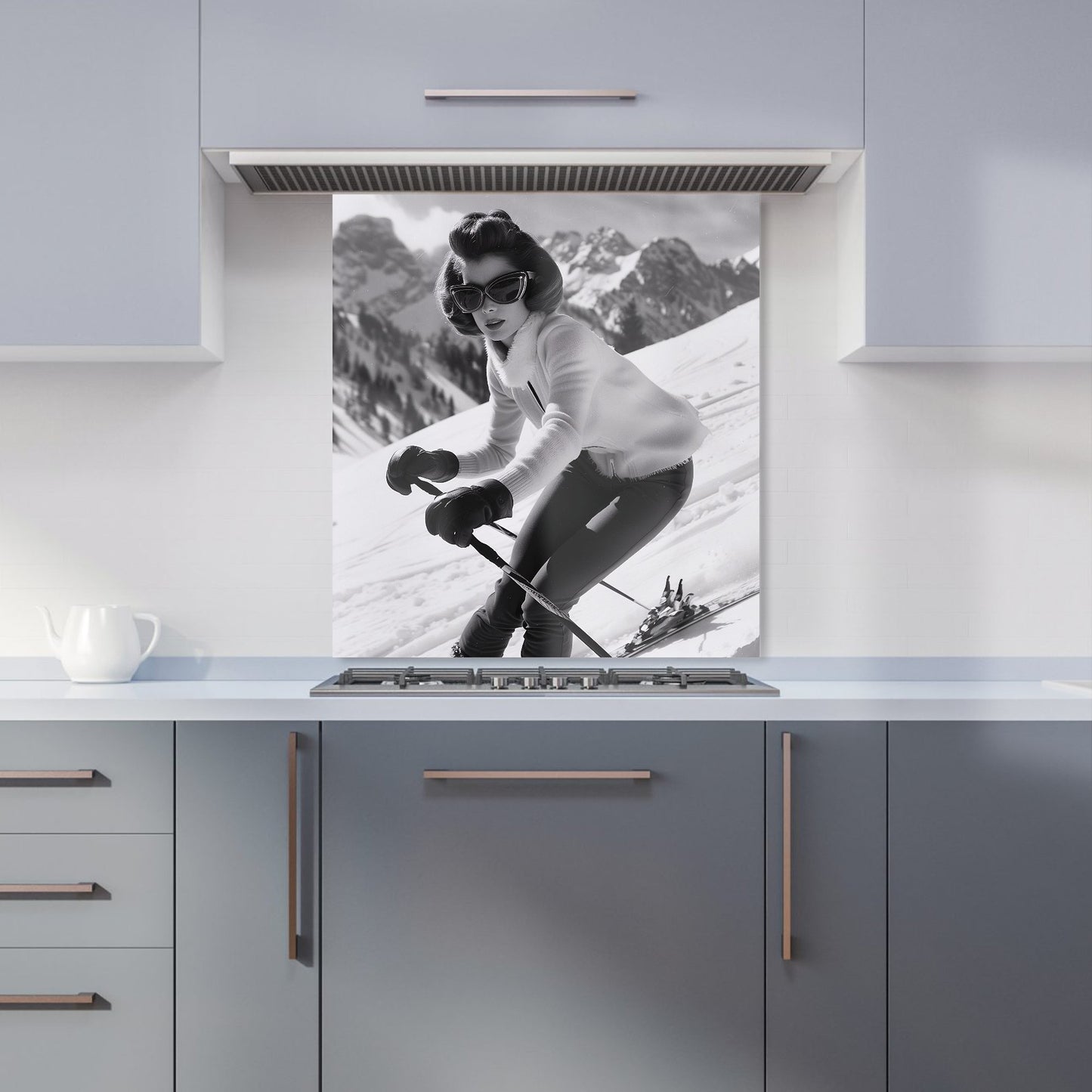 Vintage Skiing Chic Kitchen Splashback