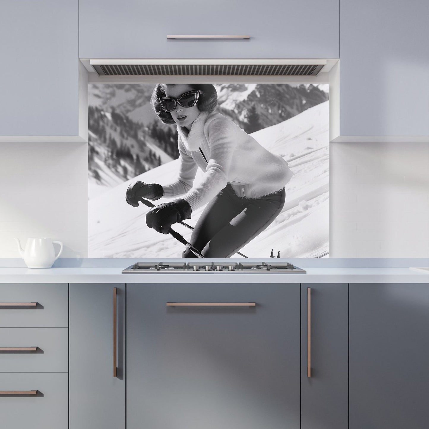 Vintage Skiing Chic Kitchen Splashback
