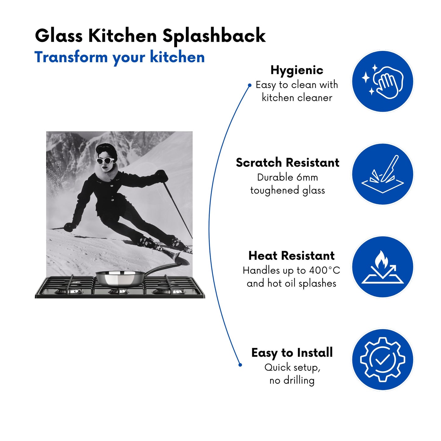 Glamorous Slopes of the 60s Kitchen Splashback