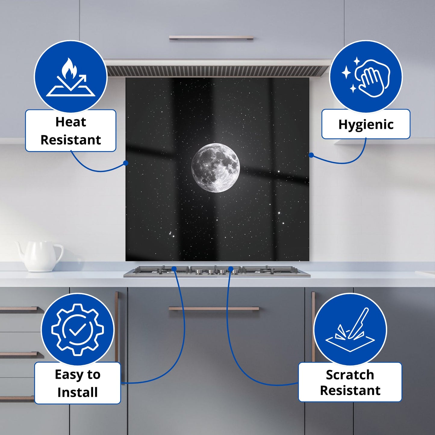 Lunar Glow in the Night Sky Kitchen Splashback