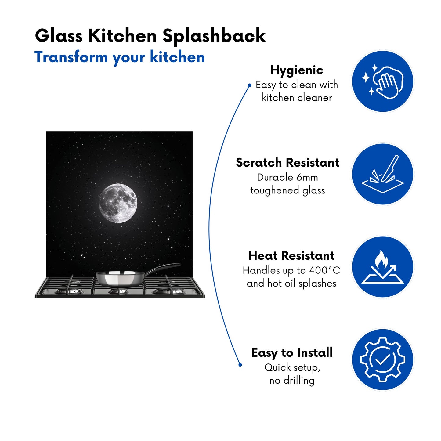 Lunar Glow in the Night Sky Kitchen Splashback