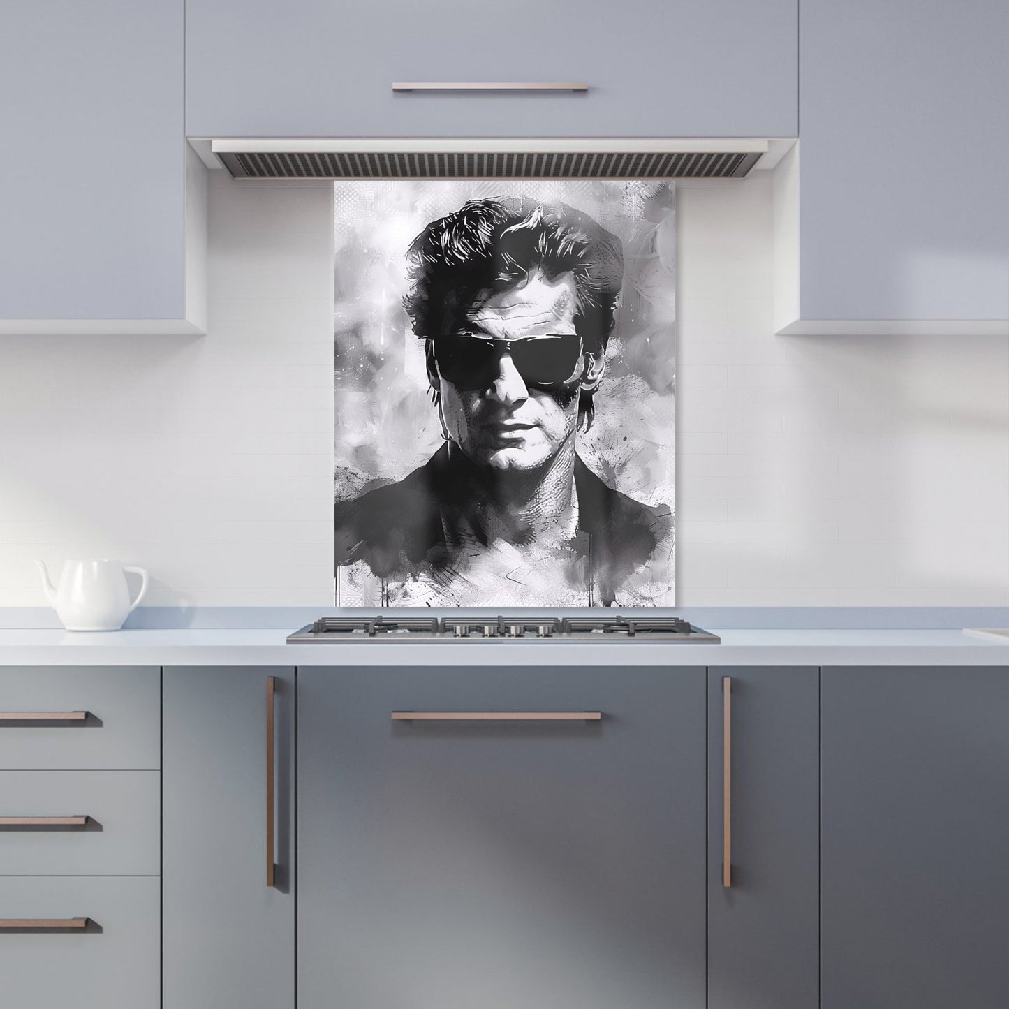 Cool Icon in Monochrome Kitchen Splashback