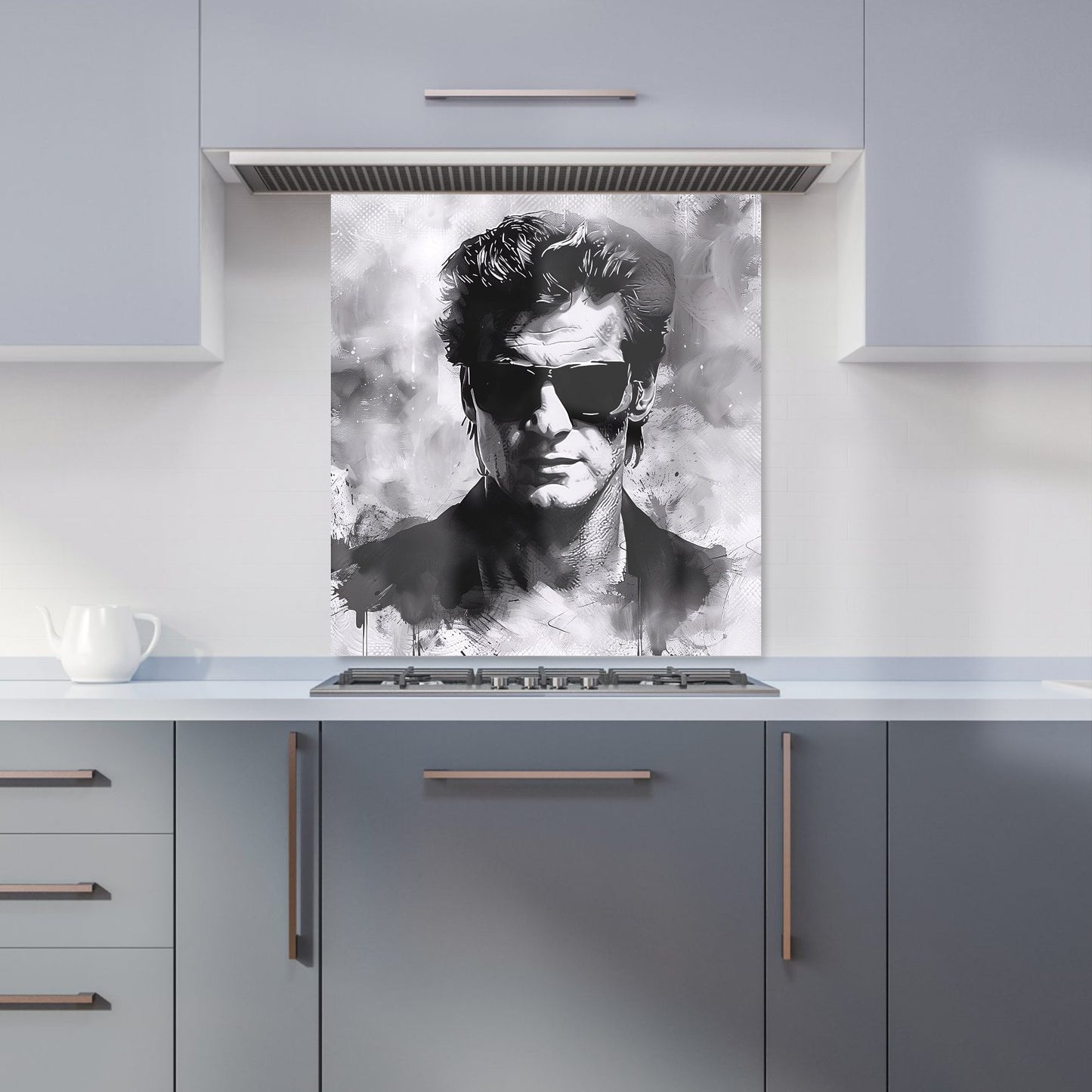 Cool Icon in Monochrome Kitchen Splashback