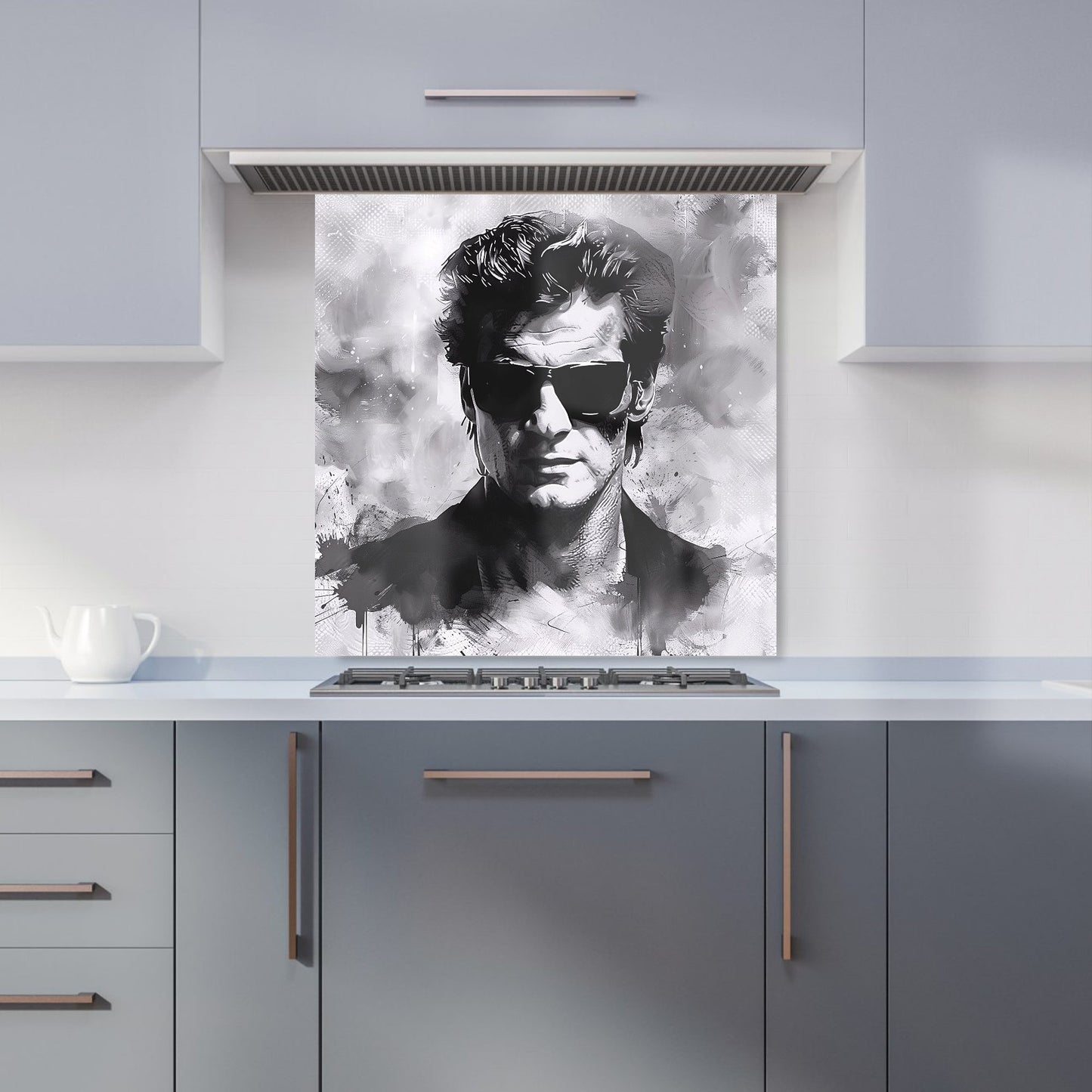 Cool Icon in Monochrome Kitchen Splashback