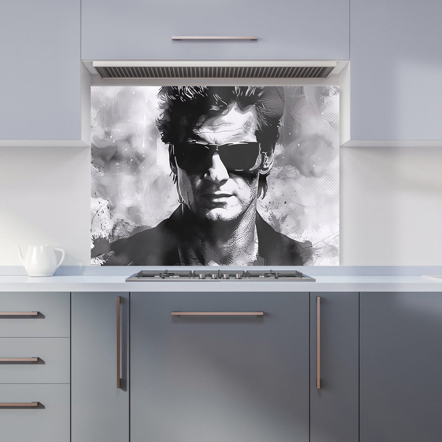 Cool Icon in Monochrome Kitchen Splashback