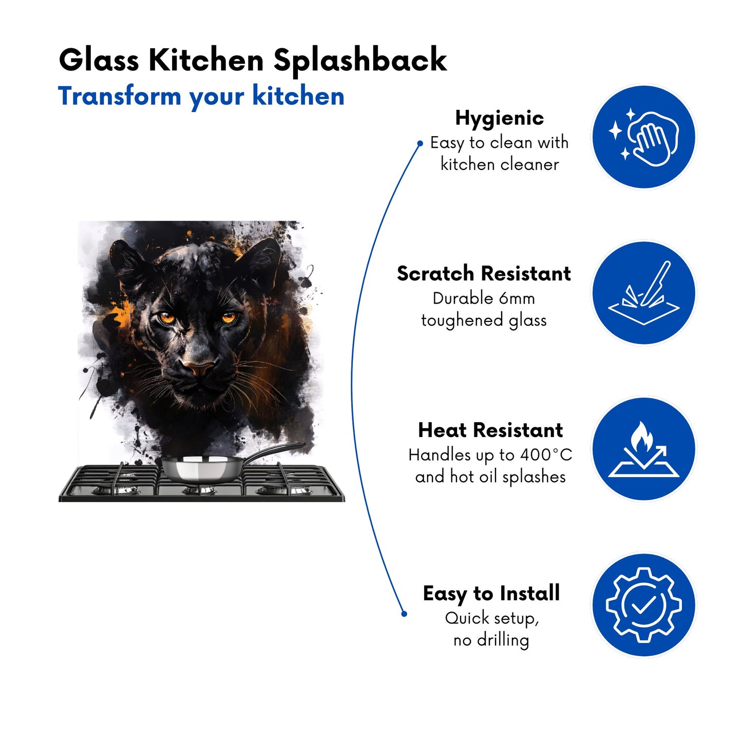 Black Panther's Intense Stare Kitchen Splashback
