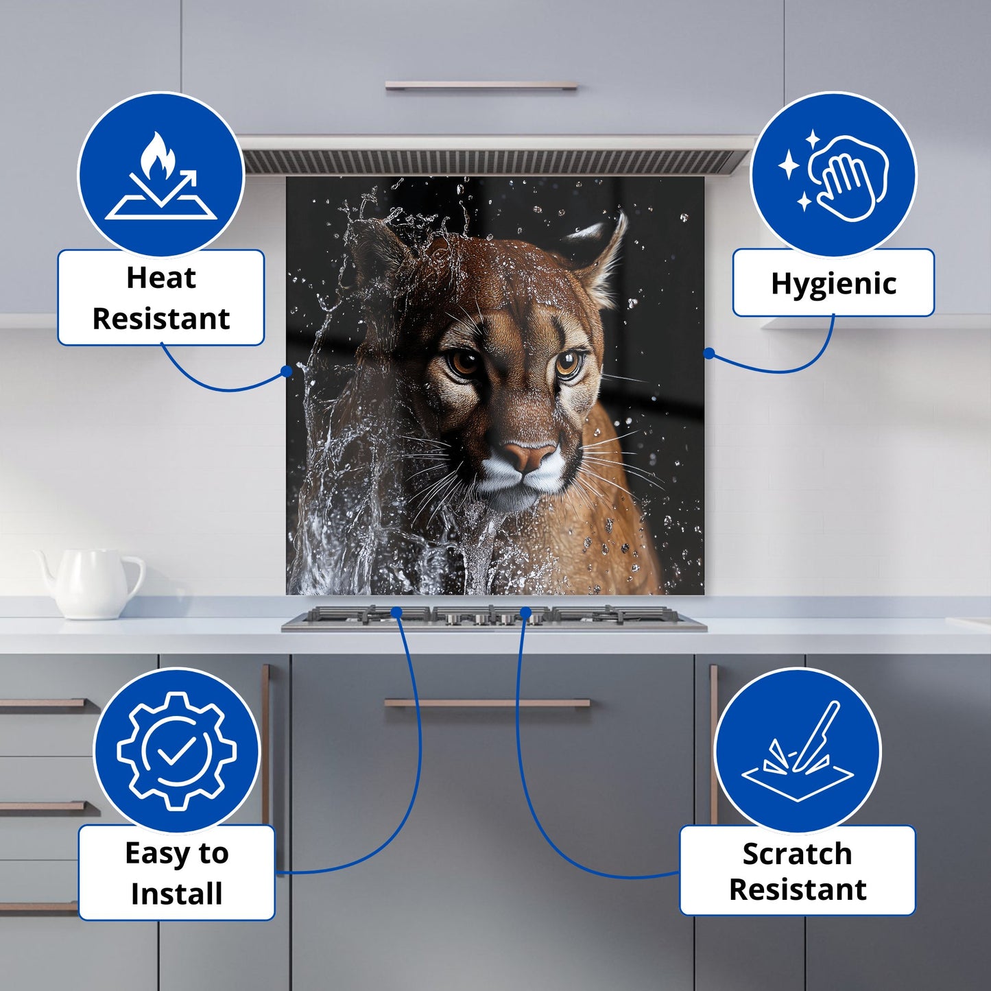 Fierce Puma in Motion Kitchen Splashback
