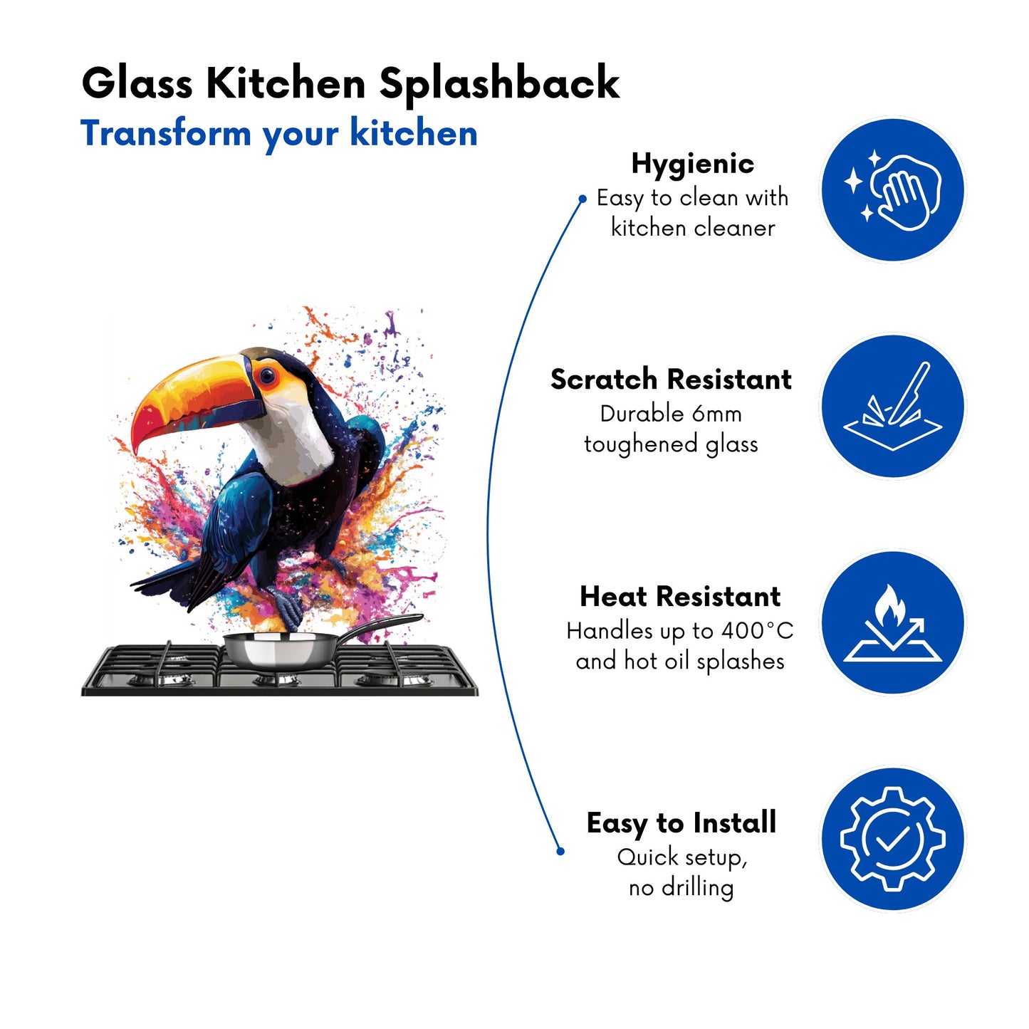 Toucan's Splash of Vivid Life Kitchen Splashback