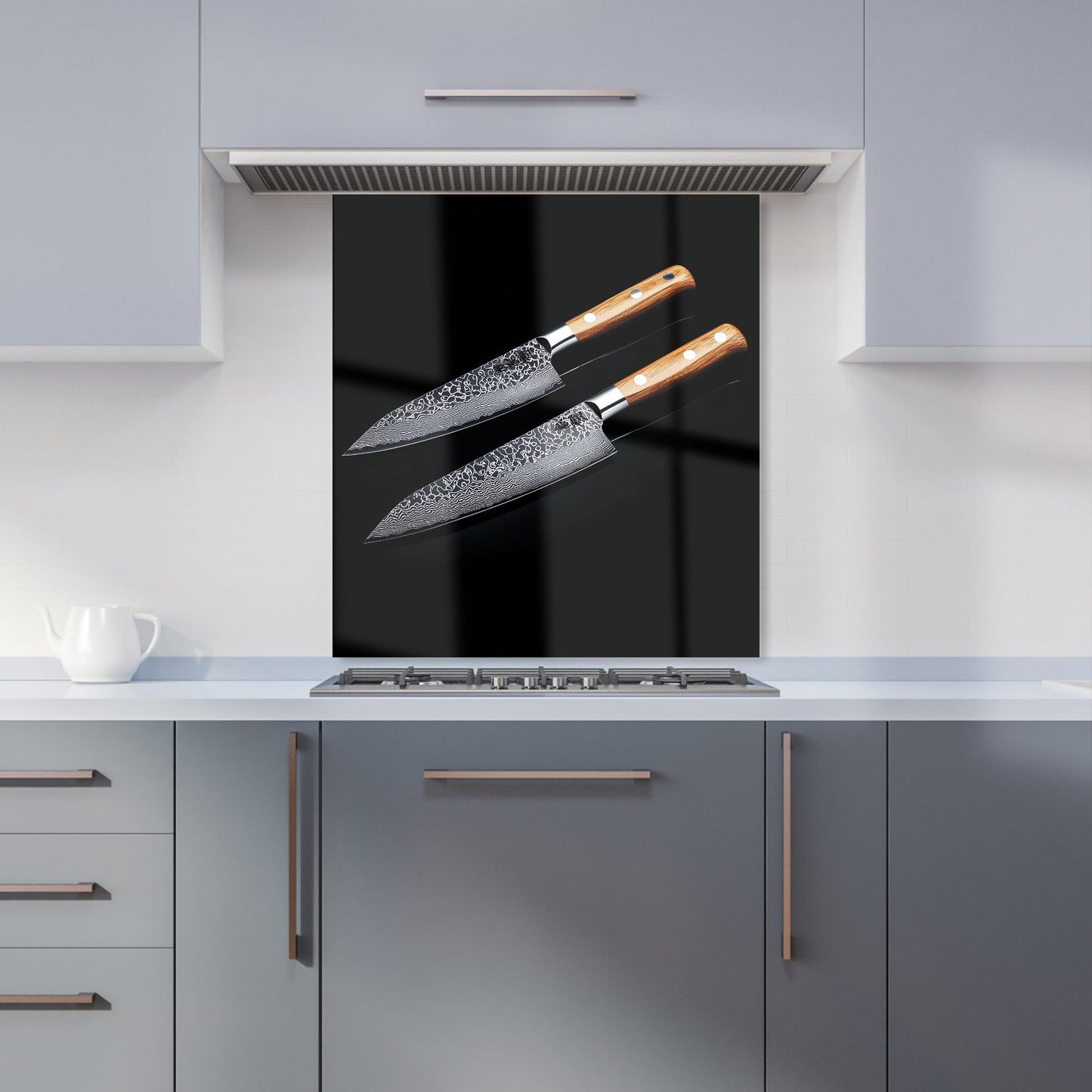 Artisan Japanese Knives in Focus Kitchen Splashback