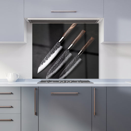 Elegant Trio of Chef's Blades Kitchen Splashback