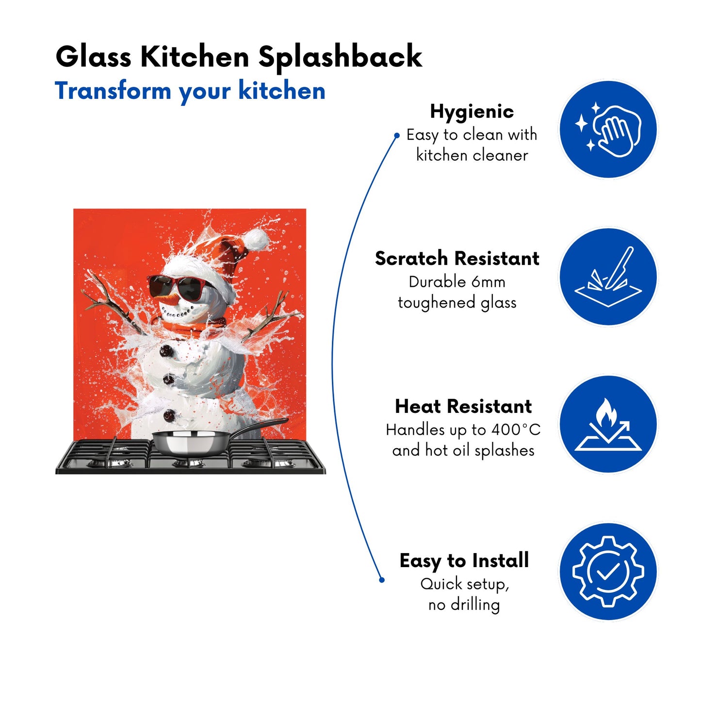 Cool Snowman in Winter Splash Kitchen Splashback