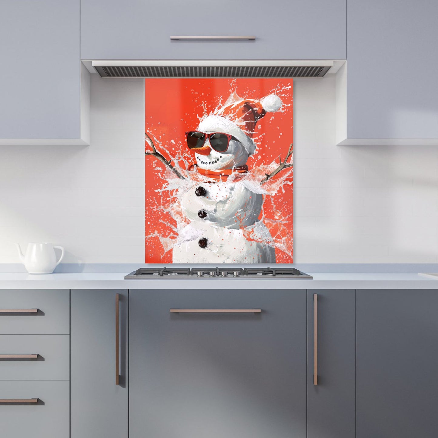 Cool Snowman in Winter Splash Kitchen Splashback