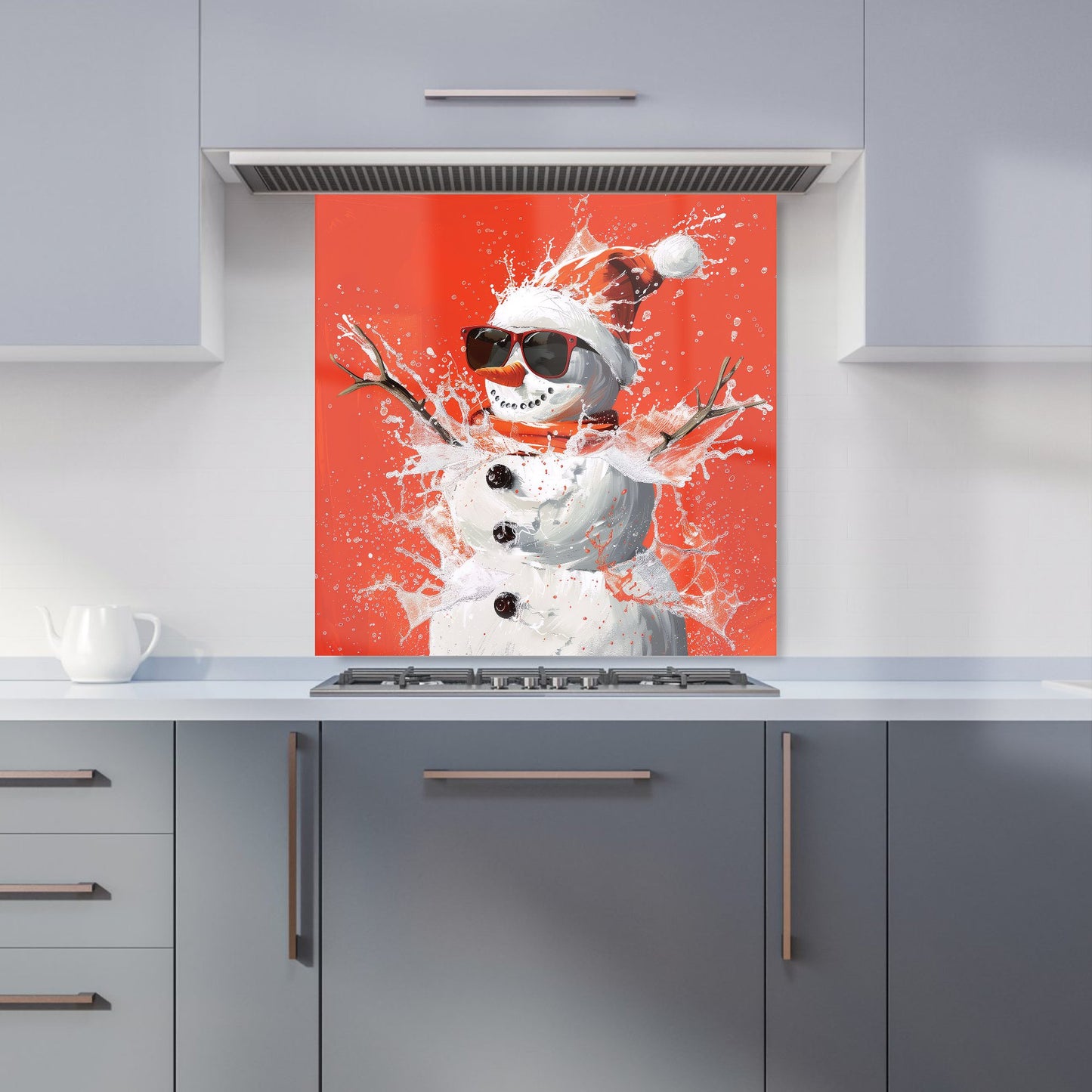 Cool Snowman in Winter Splash Kitchen Splashback