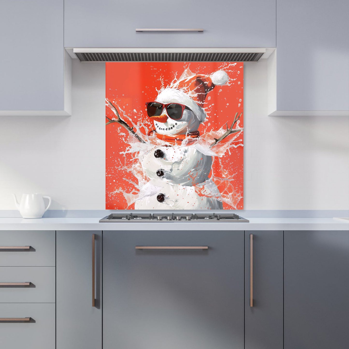 Cool Snowman in Winter Splash Kitchen Splashback