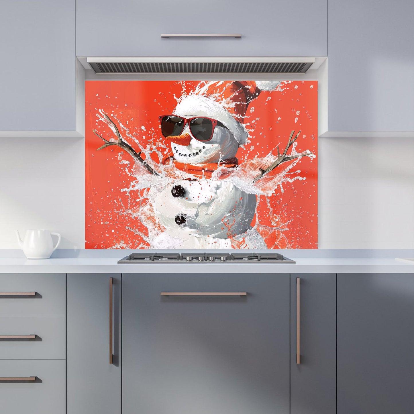 Cool Snowman in Winter Splash Kitchen Splashback