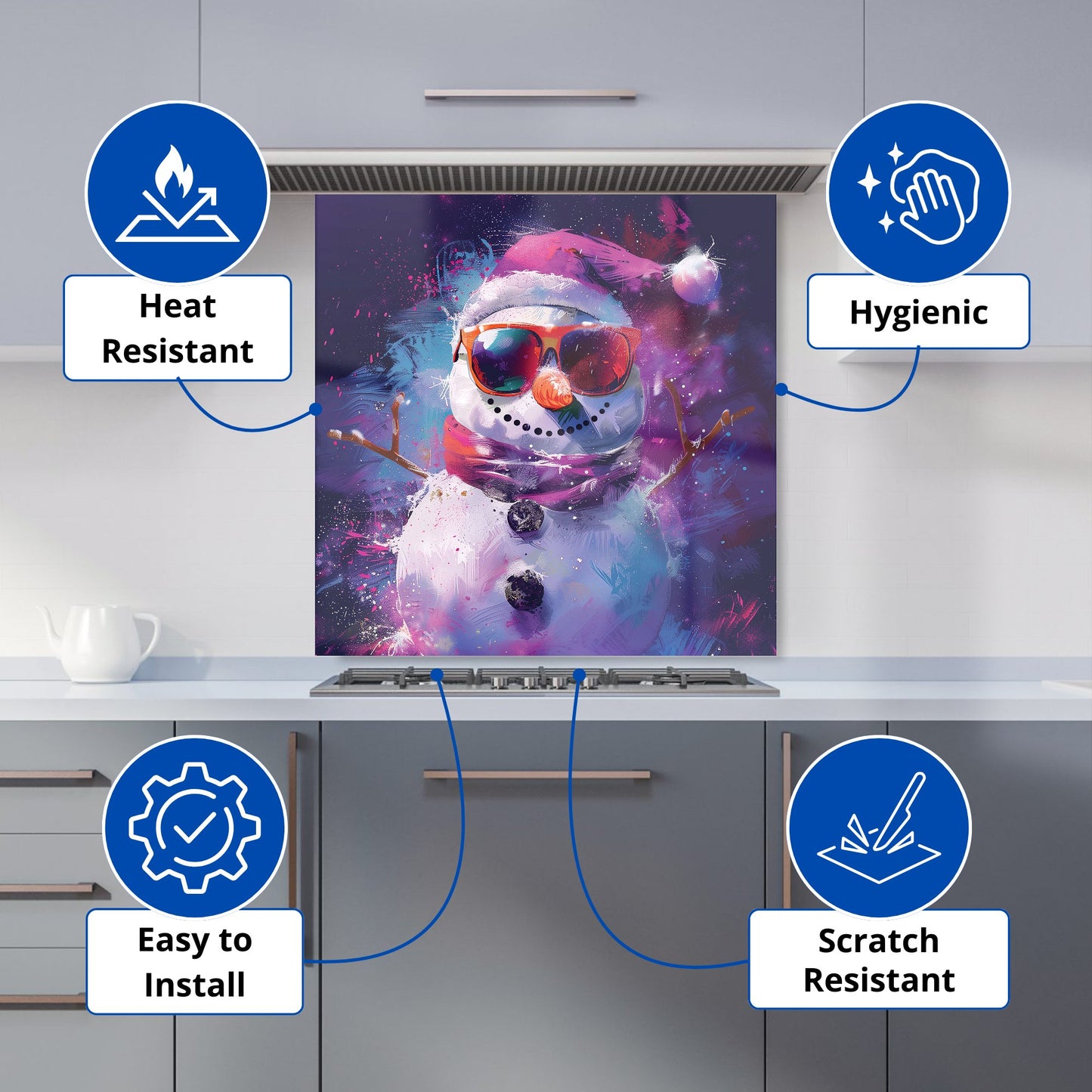 Cosmic Snowman Celebration Kitchen Splashback