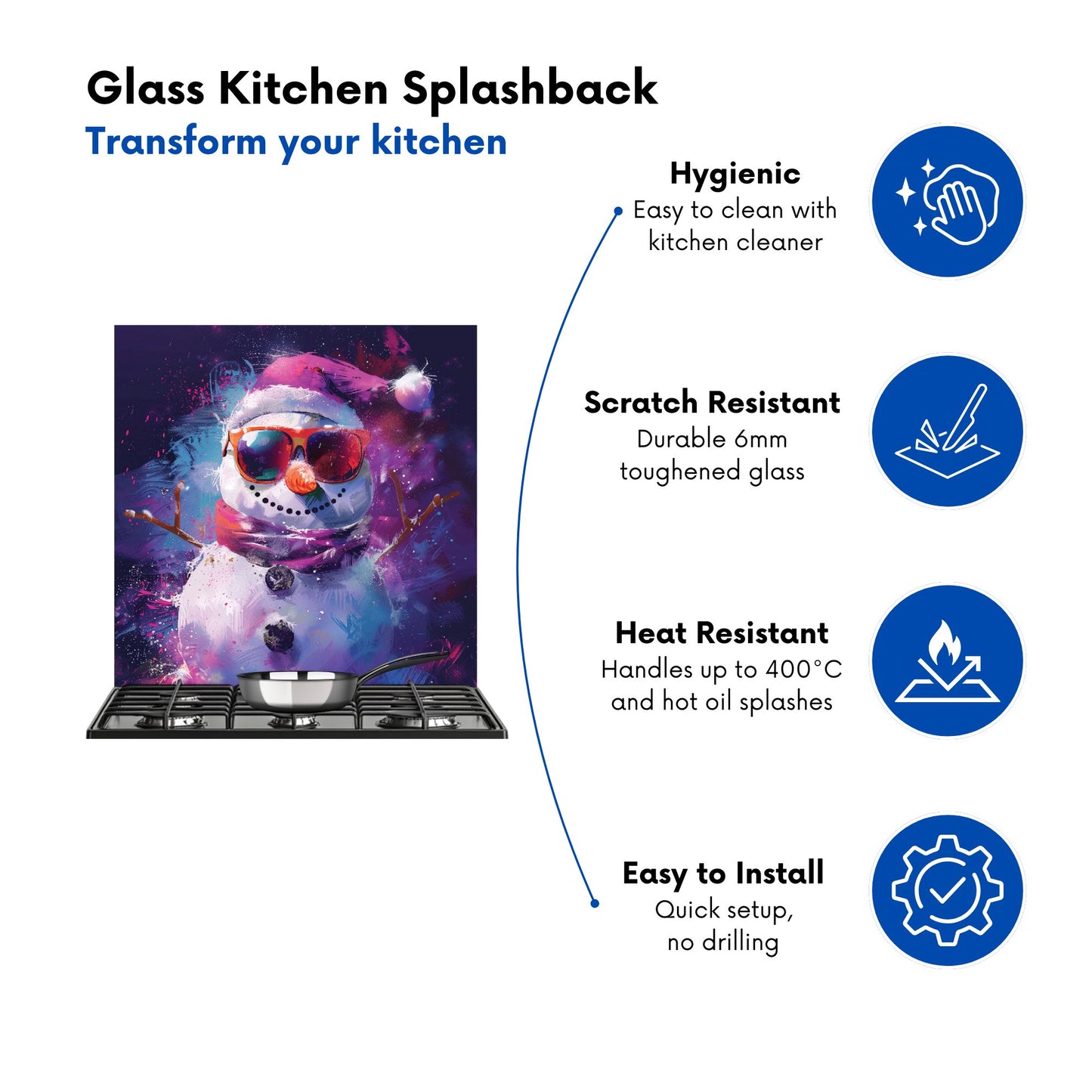 Cosmic Snowman Celebration Kitchen Splashback