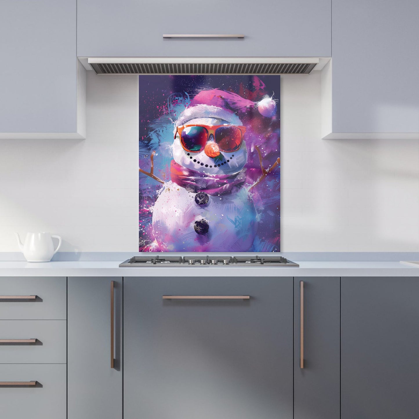 Cosmic Snowman Celebration Kitchen Splashback