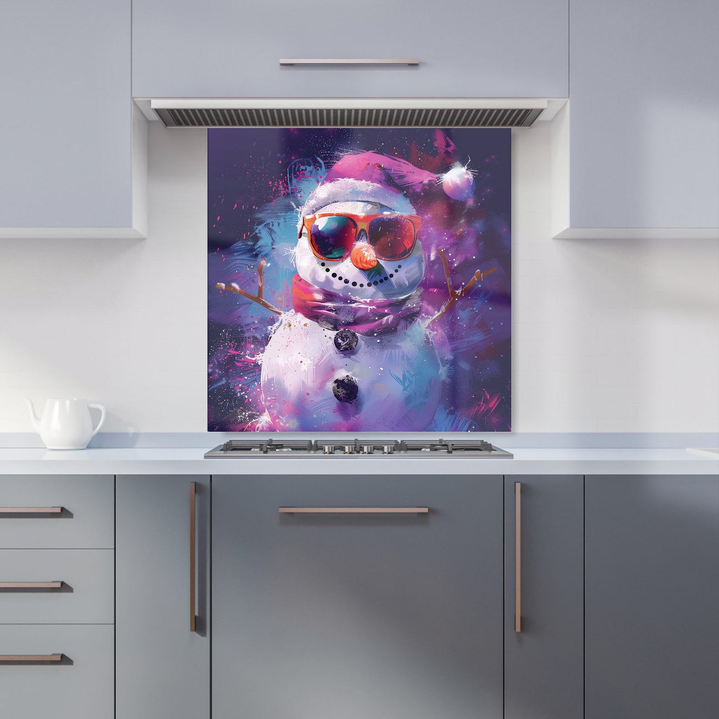 Cosmic Snowman Celebration Kitchen Splashback
