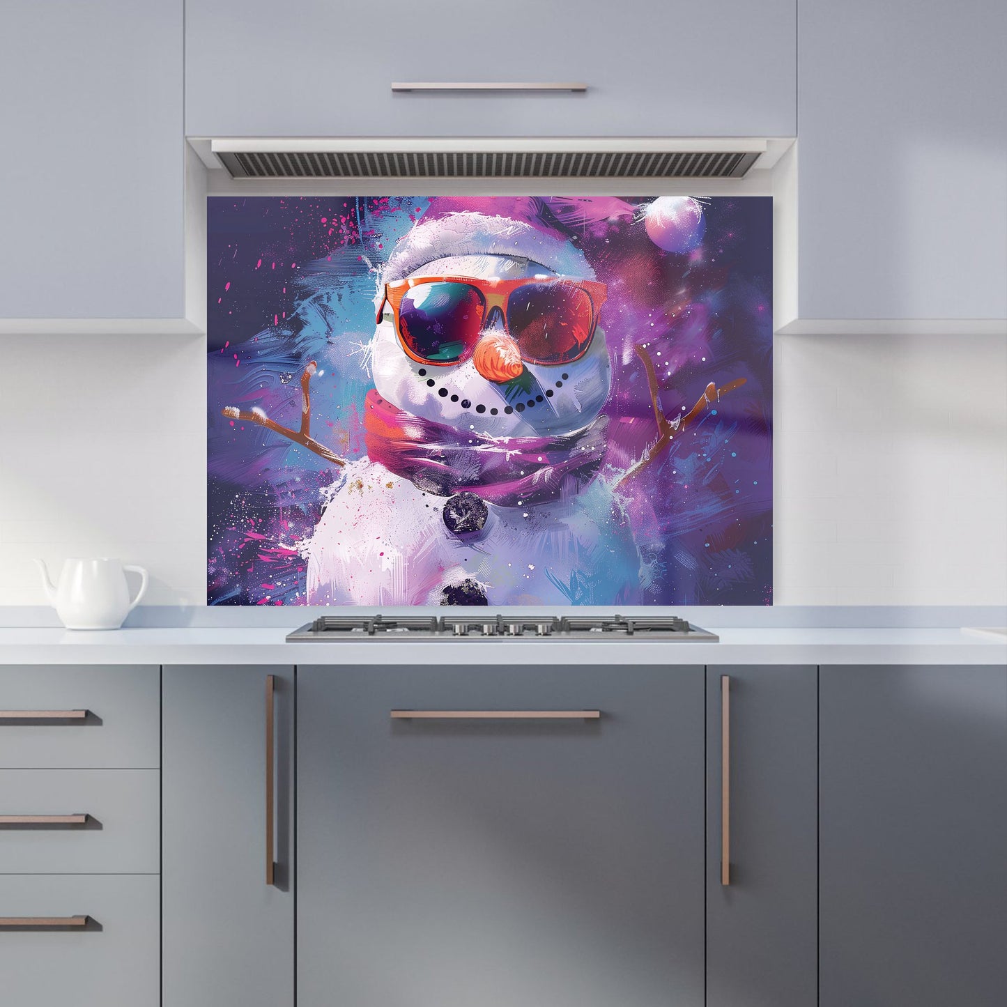 Cosmic Snowman Celebration Kitchen Splashback
