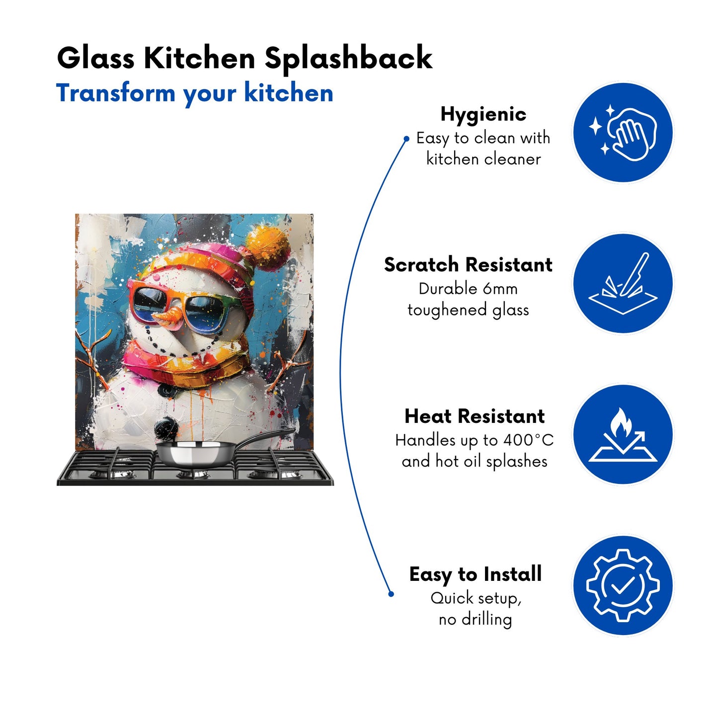 Vibrant Snowman with Style Kitchen Splashback