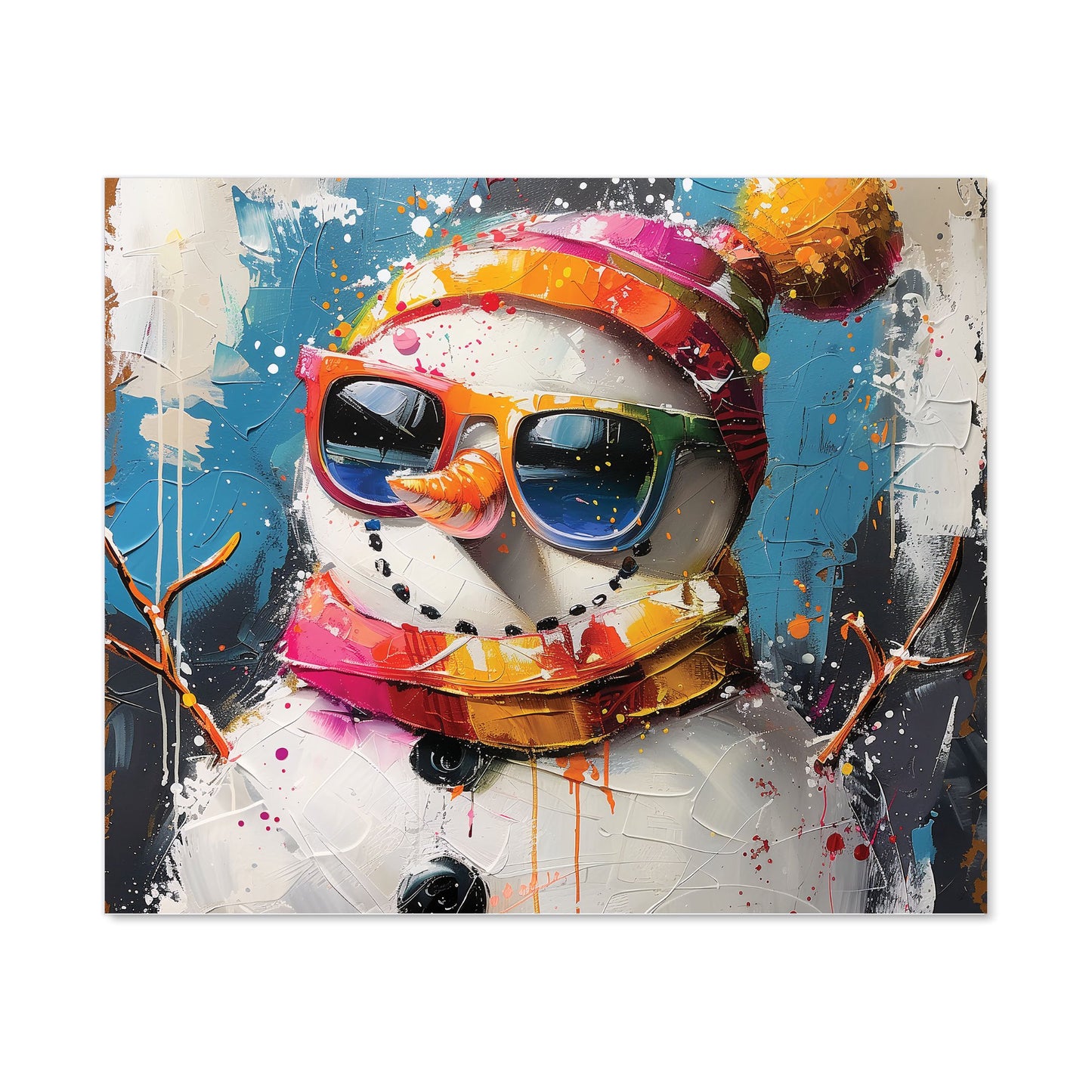 Vibrant Snowman with Style Kitchen Splashback