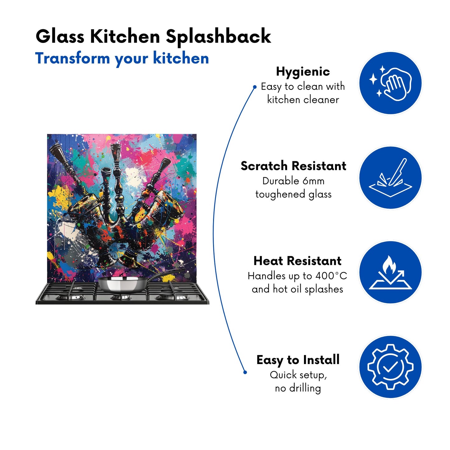 Scottish Bagpipes Splashart Kitchen Splashback