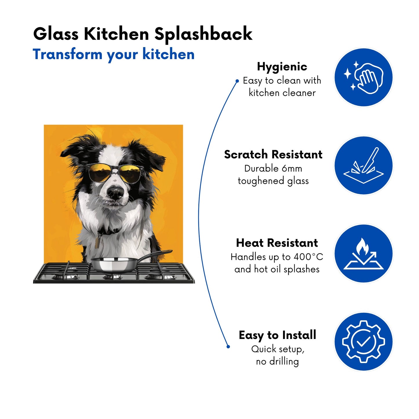Cool Collie with Attitude Kitchen Splashback