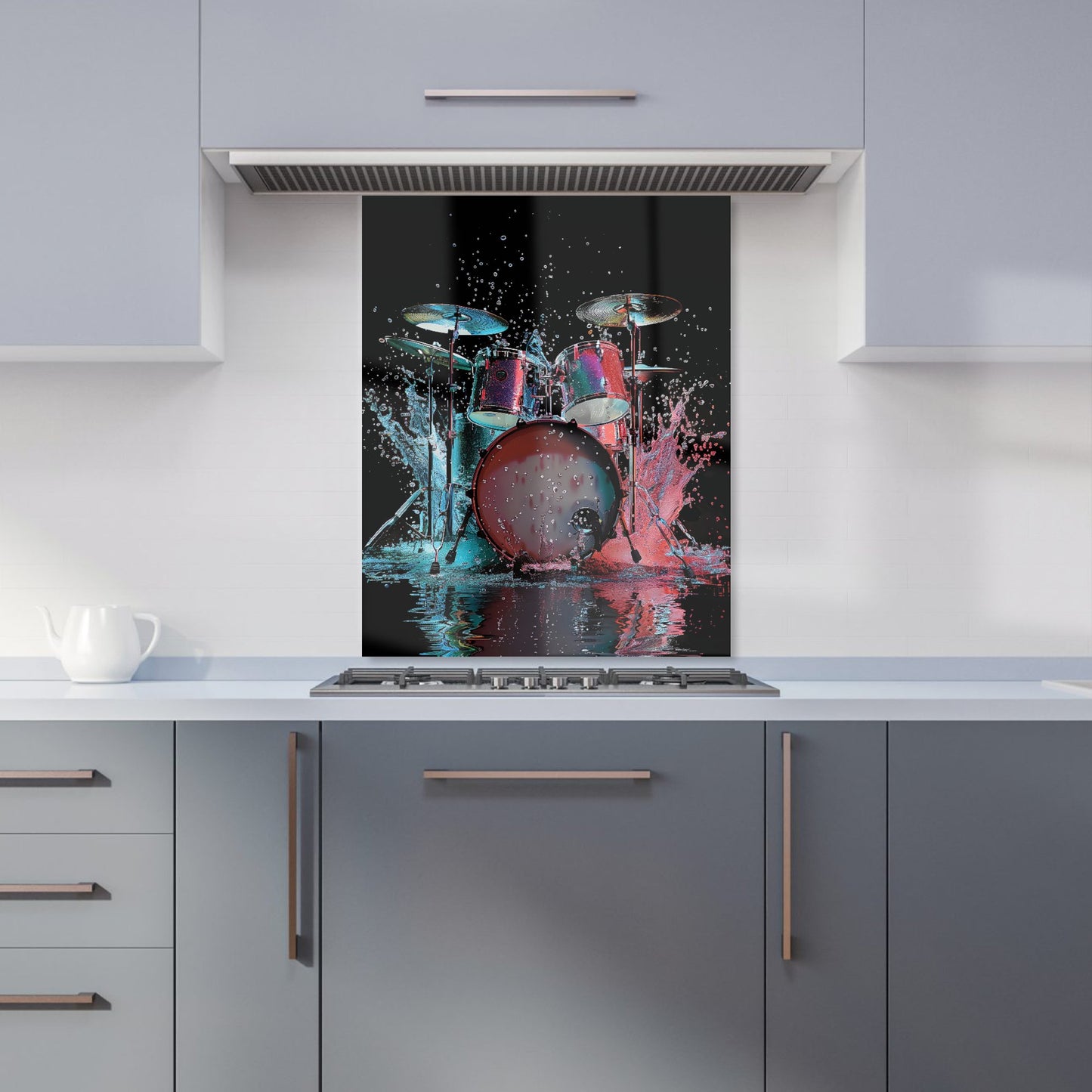 Rhythm in Splashing Drums Kitchen Splashback