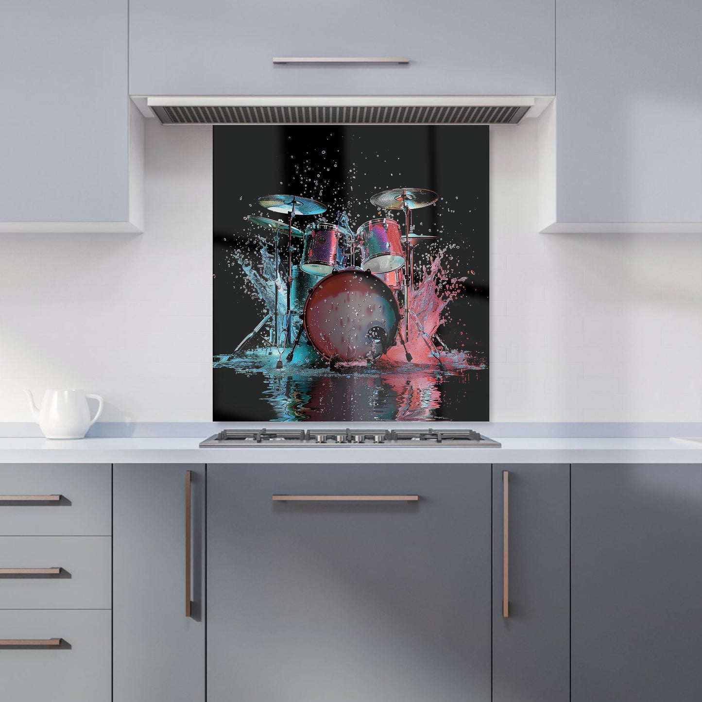 Rhythm in Splashing Drums Kitchen Splashback
