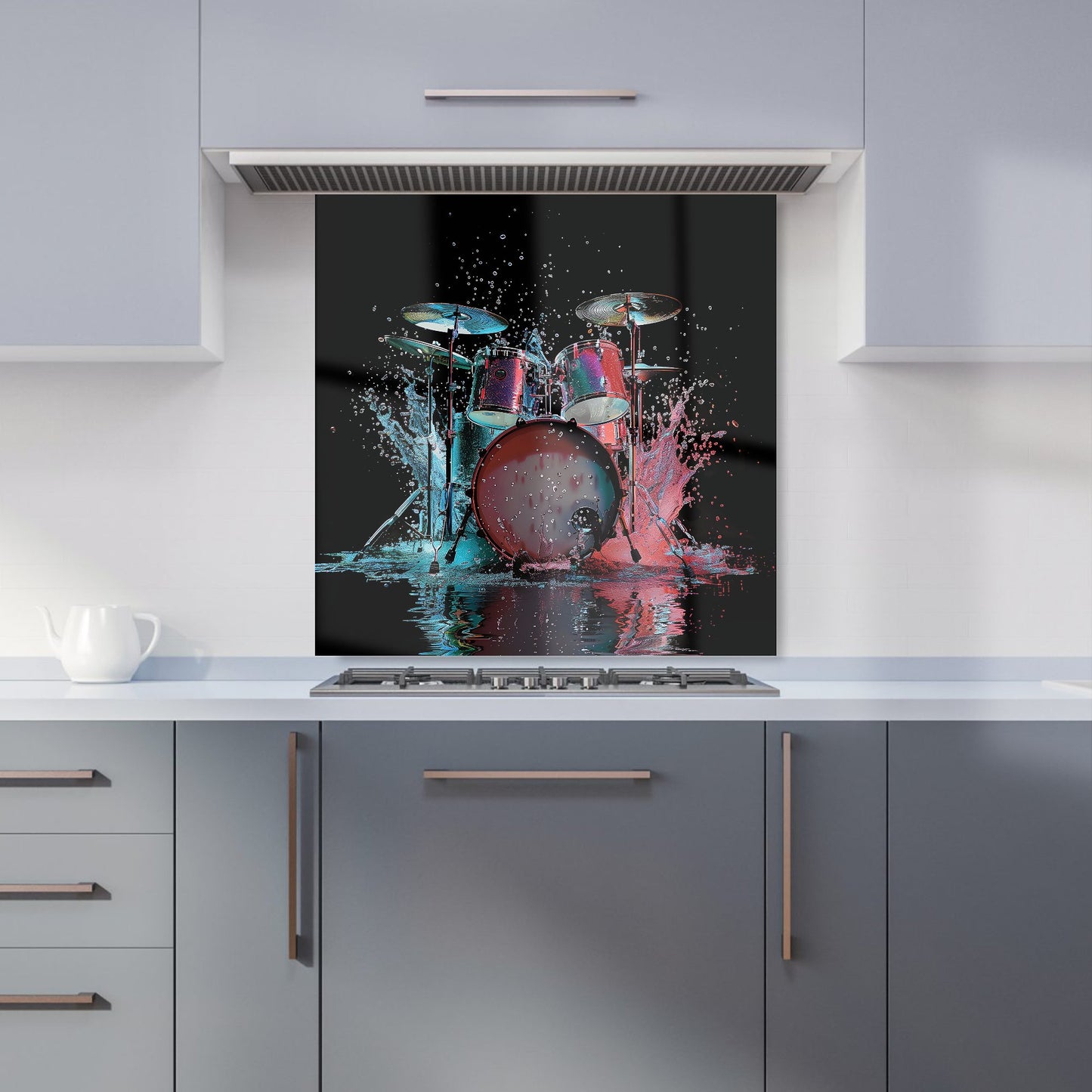 Rhythm in Splashing Drums Kitchen Splashback