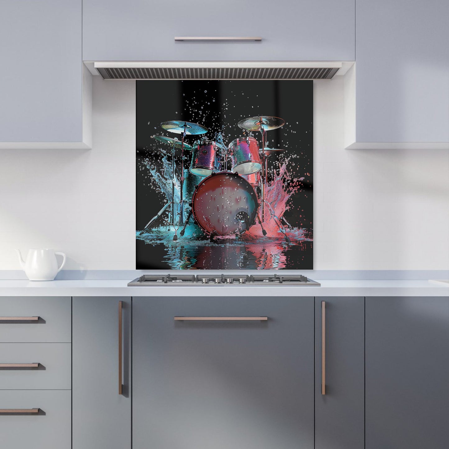 Rhythm in Splashing Drums Kitchen Splashback