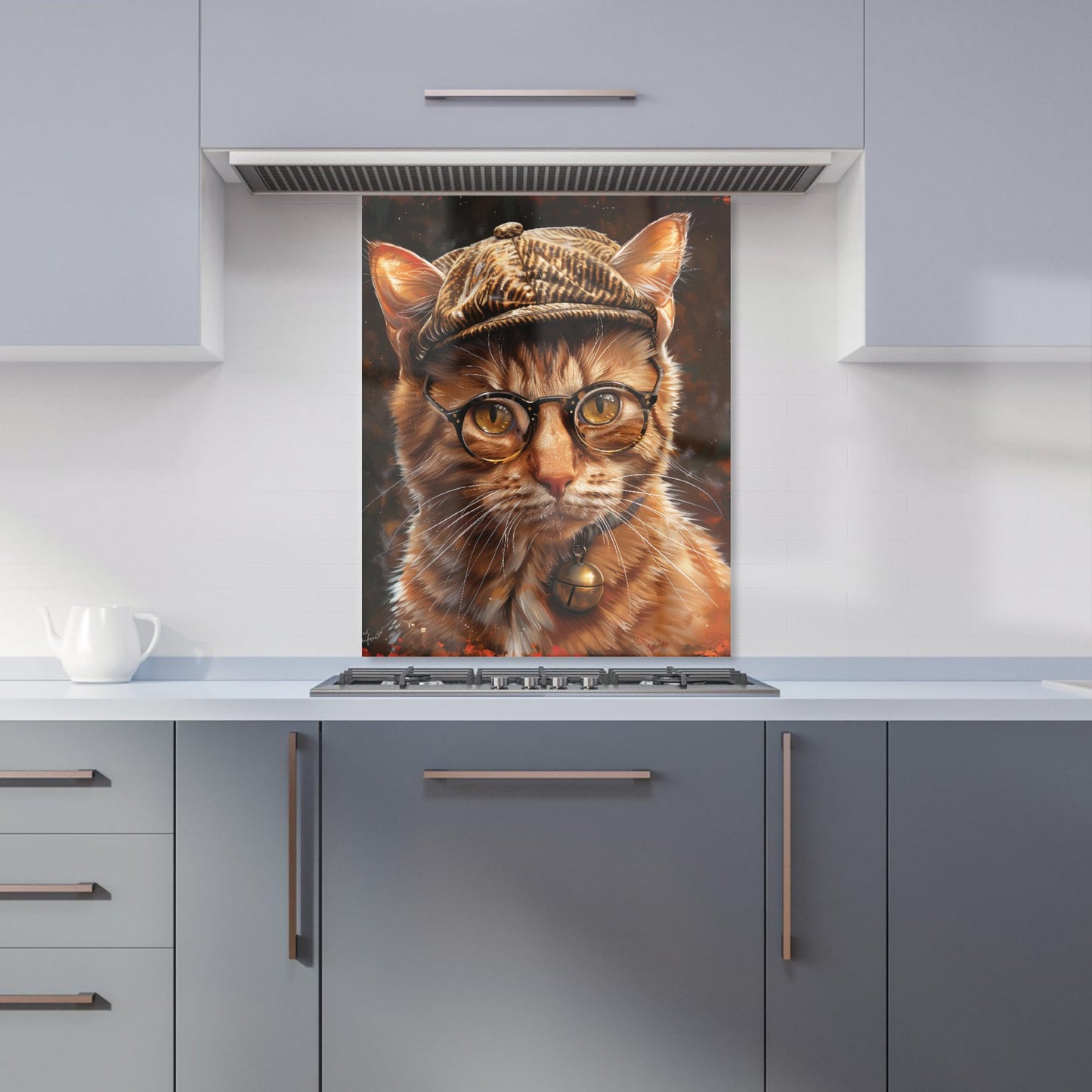 Dapper Ginger Cat with Cap Kitchen Splashback