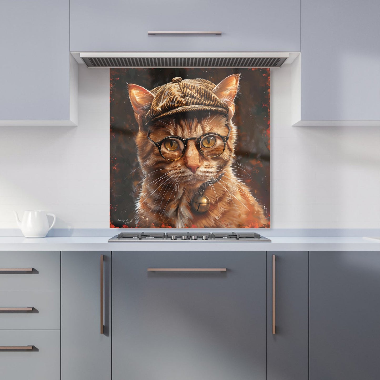 Dapper Ginger Cat with Cap Kitchen Splashback