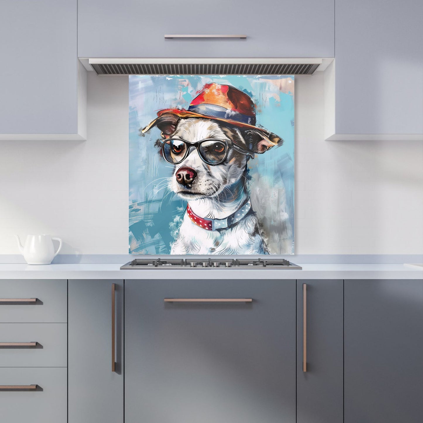 Quirky Pup with a Fedora Kitchen Splashback