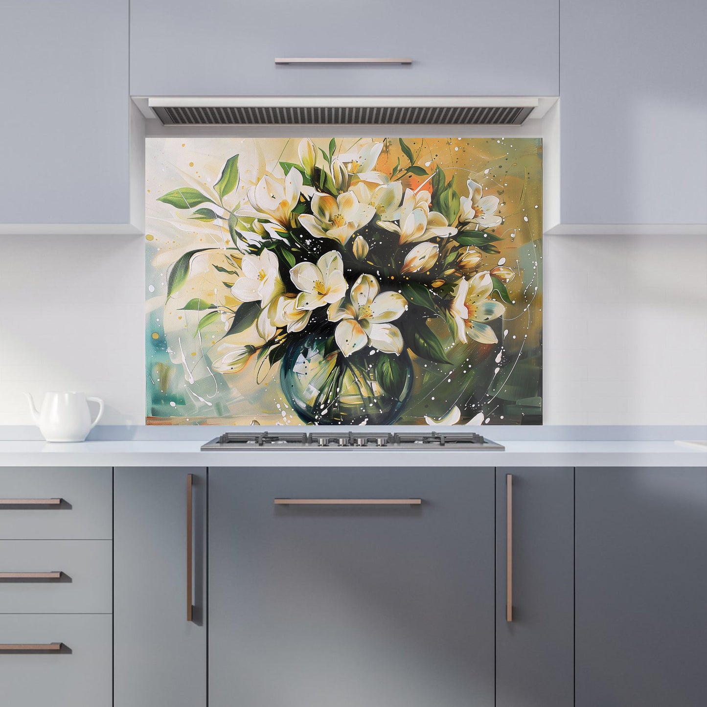 Elegant Jasmine Bloom Splash Kitchen Splashback