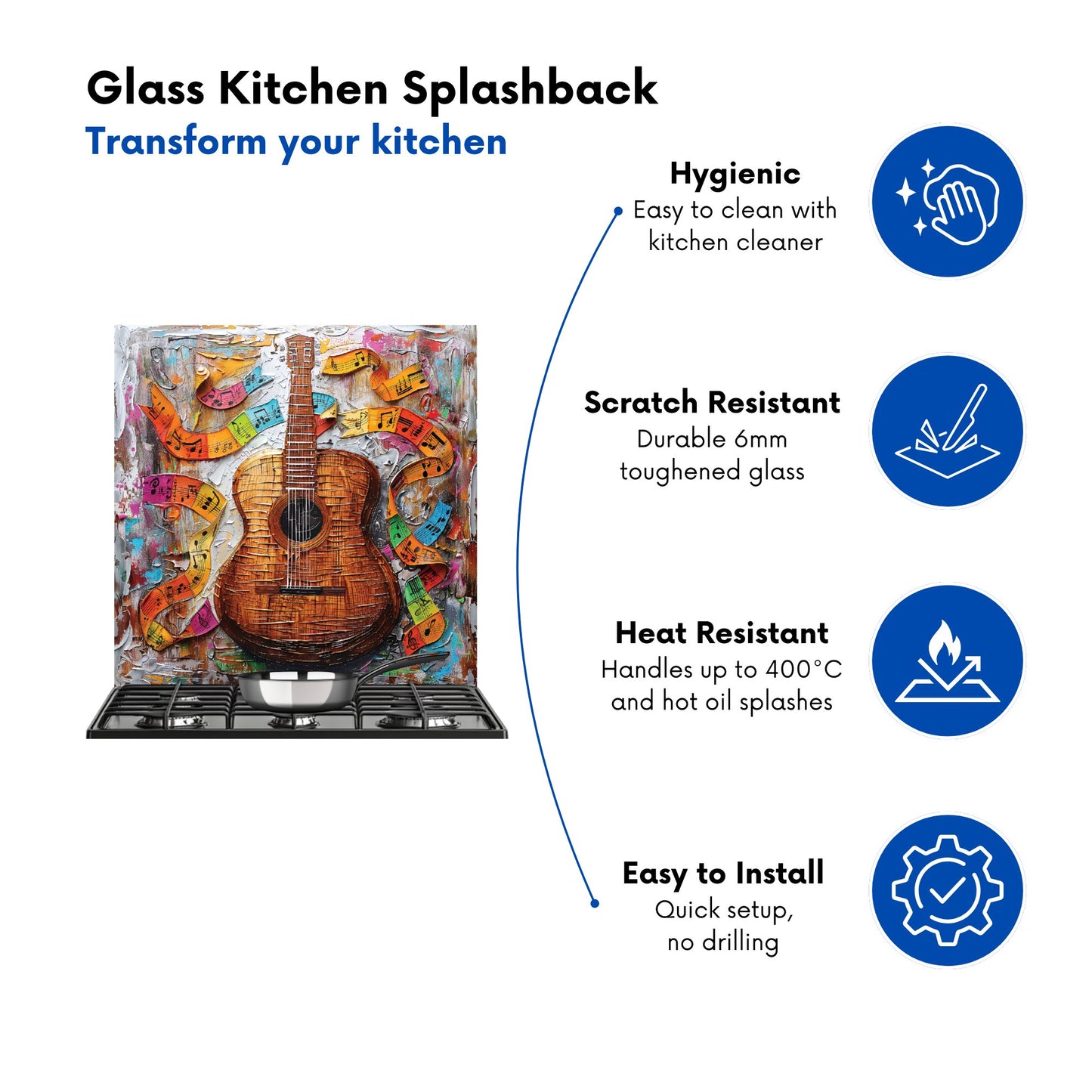 Melody in Wooden Strings Kitchen Splashback