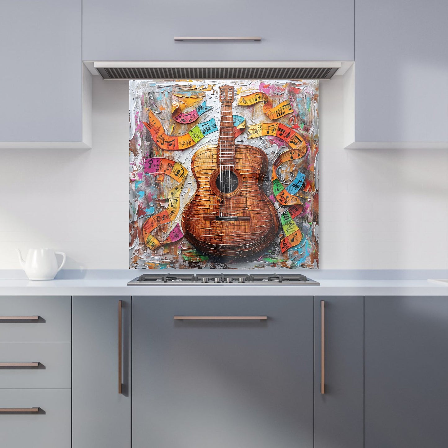 Melody in Wooden Strings Kitchen Splashback