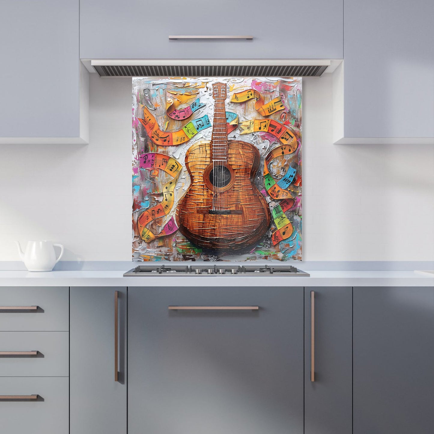Melody in Wooden Strings Kitchen Splashback
