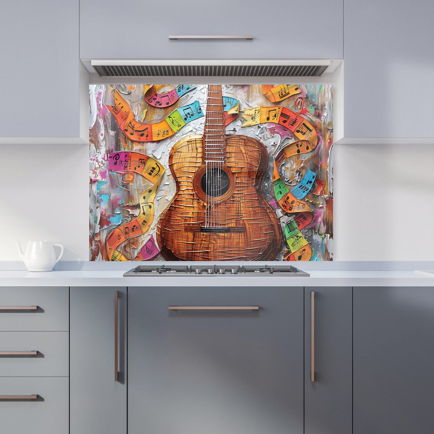Melody in Wooden Strings Kitchen Splashback