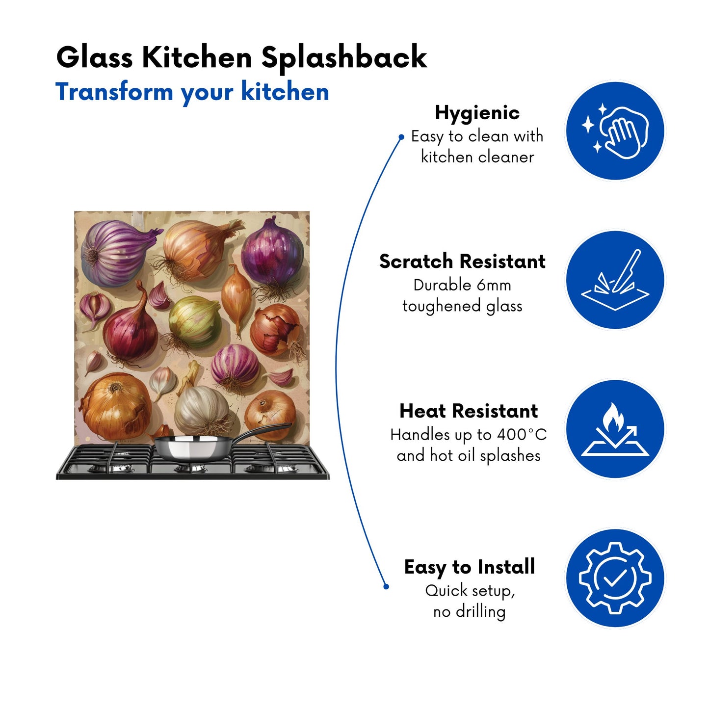 Varieties of Onions and Garlic Kitchen Splashback