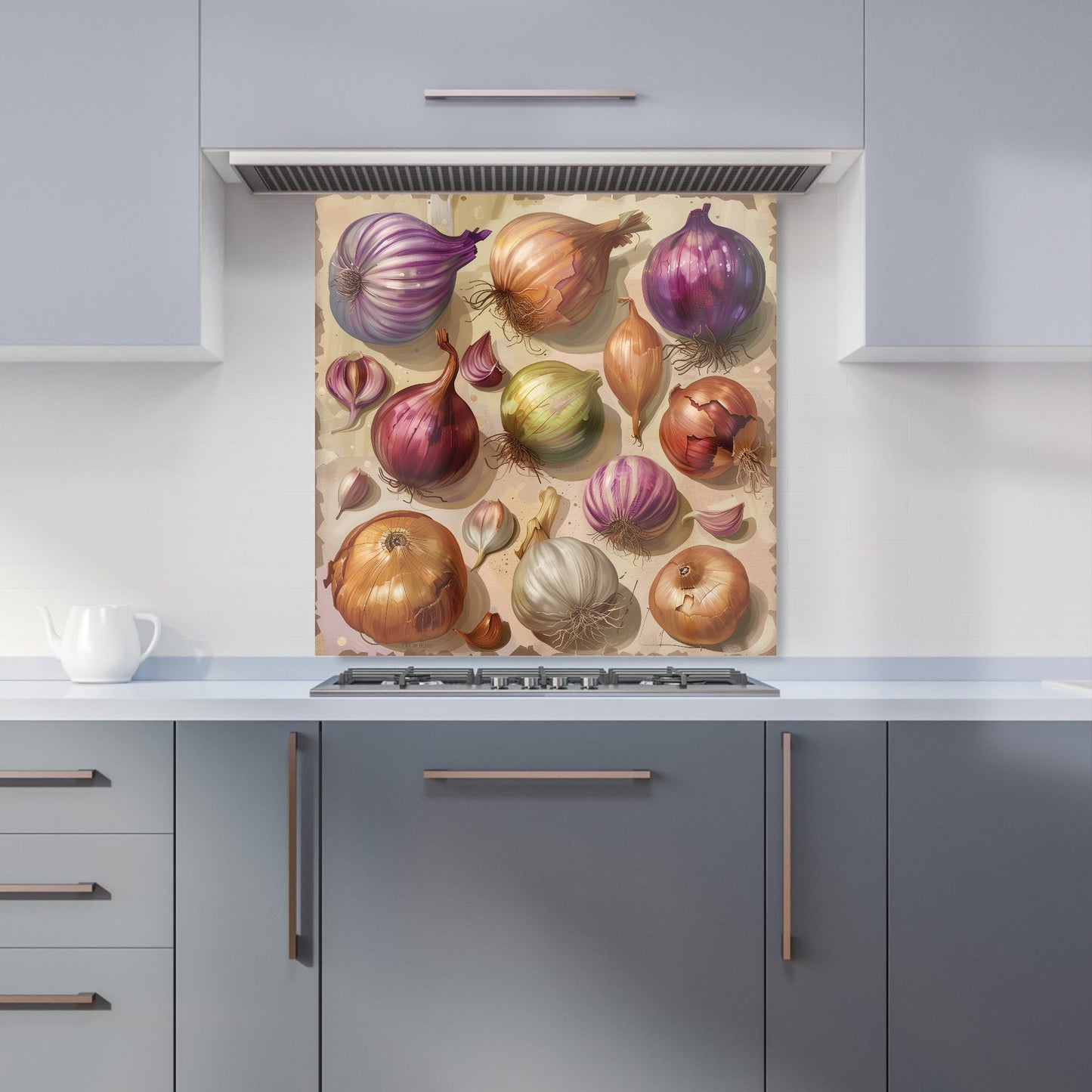 Varieties of Onions and Garlic Kitchen Splashback